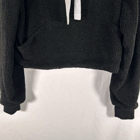 Gymshark Hoodie Women's Large Black Fleeve Cropped Drawstring Pullover - Picture 3 of 11